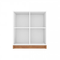 Manhattan Comfort 20LC1 Cornelia Low Bookcase with 4 Shelves in White/Nature